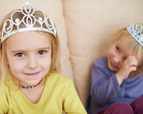 two little girls with princess crowns